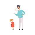 Dad scolding at his daughter, young man yelling at child vector Illustration on a white background Royalty Free Stock Photo