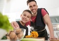 Dad and son cooking together Royalty Free Stock Photo