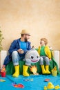 Dad and son enjoy a fishing trip Royalty Free Stock Photo