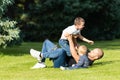 Dad and son have activities together on holidays