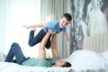 Dad and son having fun together. Happy Father`s Day Royalty Free Stock Photo