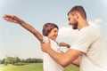 Dad and son resting outdoors Royalty Free Stock Photo