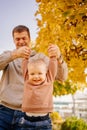 dad swings and plays with his son. games and walks with children. Royalty Free Stock Photo