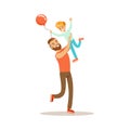 Dad Throwing Son In The Air, Loving Father Enjoying Good Quality Daddy Time With Happy Kid Royalty Free Stock Photo
