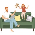 Dad work online child make noise isolated vector Royalty Free Stock Photo