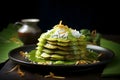 Dadar Gulung, sweet green pancakes filled with sweet coconut and palm sugar