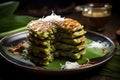 Dadar Gulung, sweet green pancakes filled with sweet coconut and palm sugar