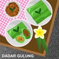 Dadar Gulung are typical snacks of Indonesia which can be classified as pancakes filled with grated coconut mixed with liquid Java