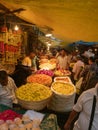 Wide shot of Dadar flower market in the morning