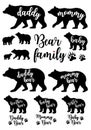 Daddy bear, mommy bear, baby bear, vector set Royalty Free Stock Photo