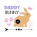 Daddy Bunny - Cute Easter bunny design. Pastel colors, flat design. Vector eps