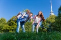 Daddy carrying son piggyback on his back Royalty Free Stock Photo