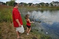 Daddy daughter fishing