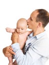 Daddy kissing his baby Royalty Free Stock Photo