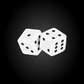 Two white six-sided dice with black pips are displayed against a dark gradient background Royalty Free Stock Photo