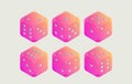 Six pink gradient dice arranged in two rows Royalty Free Stock Photo