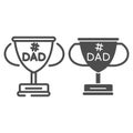 Dads winner cup line and glyph icon. Fathers day award vector illustration isolated on white. Winner goblet outline