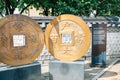 Yeopjeon, brass coin at Namseong-ro Yangnyeongsi old historical street in Daegu, Korea