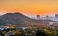 DAEGU, SOUTH KOREA - NOVEMBER 4, 2019:  Sunset view of Daegu city from Daegu E-World in autumn time Royalty Free Stock Photo