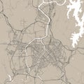 Daejeon map, city in South Korea. Streetmap municipal area