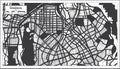 Daejeon South Korea City Map in Black and White Color in Retro Style