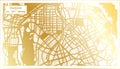 Daejeon South Korea City Map in Retro Style in Golden Color. Outline Map