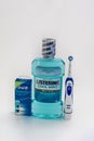 Listerine, Oral-B Floss, and electric toothbrush