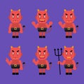 Daemon character in various poses. Halloween character