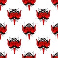 Daemon illustration traditional tattoo flash seamless doodle pattern Royalty Free Stock Photo