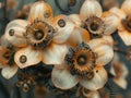 Daffodil cluster in steampunk, mechanical elements Royalty Free Stock Photo