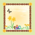 Daffodil and easter eggs frame vector Royalty Free Stock Photo