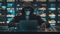dagerous hacker stealing data inside a server room