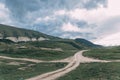 Dagestan traditional highland village Danukh with green terraces in Caucasus Mountains. Rural mountain scenery in Russia Royalty Free Stock Photo