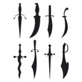 Dagger black silhouette vector set