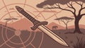 Dagger and compass in savanna, evoking ancient exploration, vector design Generative AI Royalty Free Stock Photo