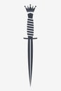 Dagger with Crown. Military Combat Knife. Simple Silhouette That Can Be Integrated Into Any of Your Design Projects Logo or Tattoo