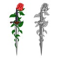 Dagger with rose