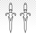 Dagger or short knife for stabbing - line art icons for apps and websites