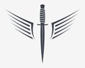 Dagger with Wings. Winget Military Combat Knife. Simple Silhouette That Can Be Integrated Into Any of Your Design Projects. Logo