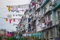 Dagomys, Russia - March 27, 2020: Clothes are dried on the clothesline outside