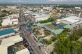 Dagupan, Pangasinan, Philippines - Aerial of the cityscape along AB Fernandez Avenue. Landmarks visible are the city