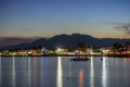 19/11/2018 Dahab, Egypt, incredibly beautiful sunset over a quiet bay in a beautiful spa town with a boat on the foreground