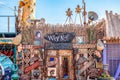 20/11/2018 Dahab, Egypt, an incredibly colorful facade with a large number of different things on the promenade