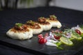 Dahi ke kebab with pomegranate cherry tomato onion and salad Royalty Free Stock Photo