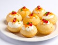 Dahi Puri with Yogurt, Chutney and Sev Royalty Free Stock Photo