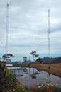 Dahilayan eco adventure park dropzone sky swing metal structure and cables in Bukidnon, Philippines
