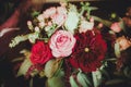 Dahlia Bouquet with red, pink and white flowers Royalty Free Stock Photo