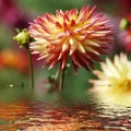 Dahlia flower above the water