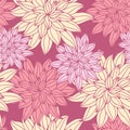Dahlia flowers, hand drawn vector seamless pattern Royalty Free Stock Photo