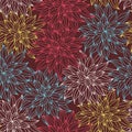 Dahlia flowers, hand drawn vector seamless pattern Royalty Free Stock Photo